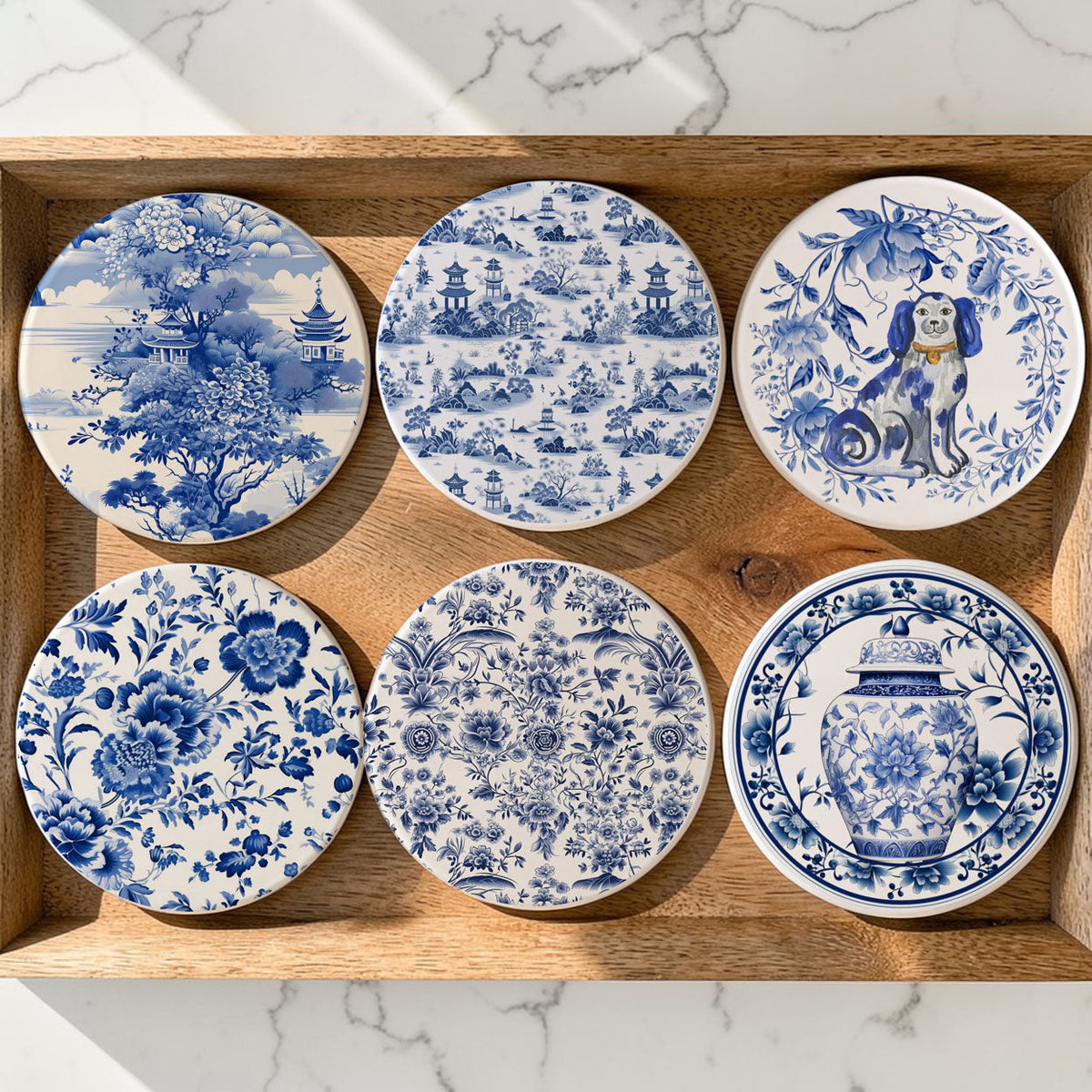 Chinoiserie Ceramic Coasters
