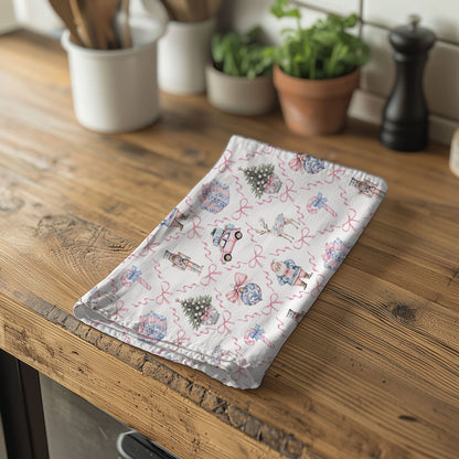 Christmas kitchen towels 2025 holiday collection
Holiday kitchen linens pink blue festive design