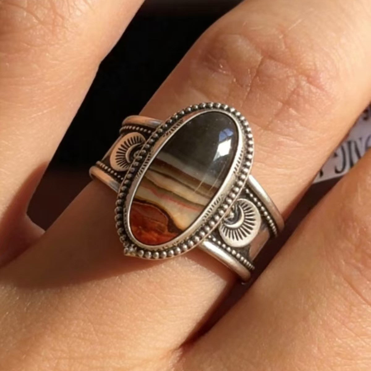 Vintage Agate-Inspired Statement Ring