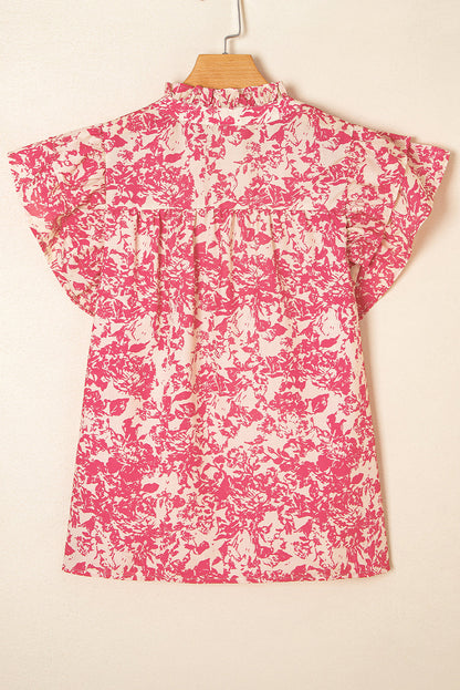Boho Ruffle Sleeve Buttoned Blouse