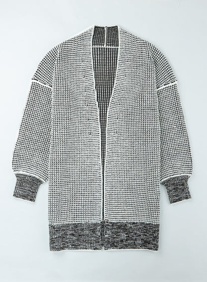 Plaid Open Front Long Cardigan