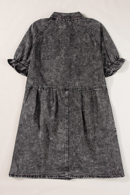 Denim Mineral Wash Buttoned Dress