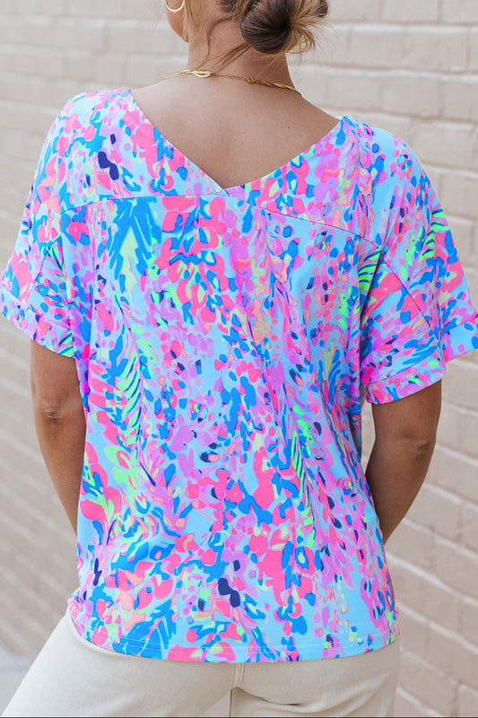 Floral Short Sleeve V-Neck Tee