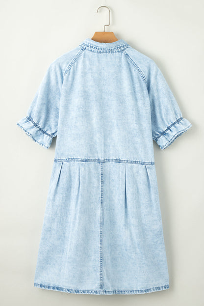 Denim Mineral Wash Buttoned Dress