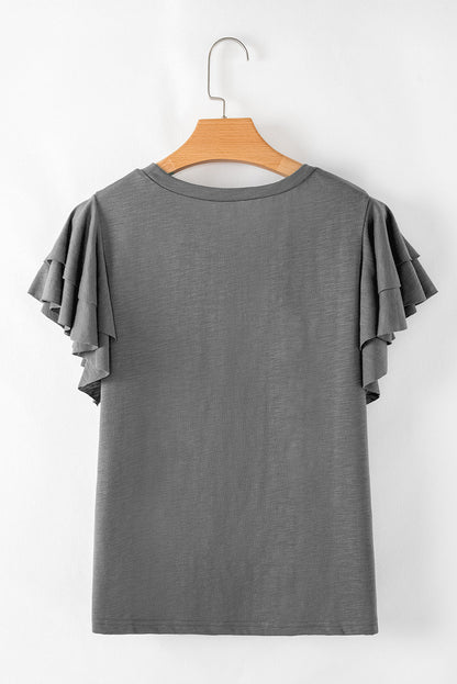 Plus Size Double Ruffle Short Sleeve Top
