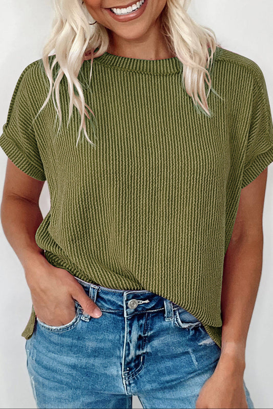Corded Knit Short Sleeve T-Shirt