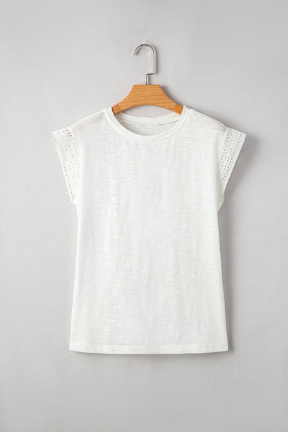 Lace Patchwork Cap Sleeve T-Shirt