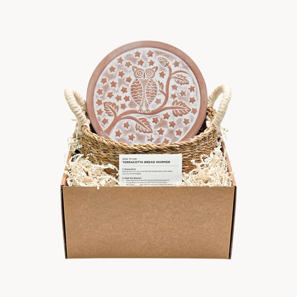 Handmade Owl Bread Warmer & Wicker Basket