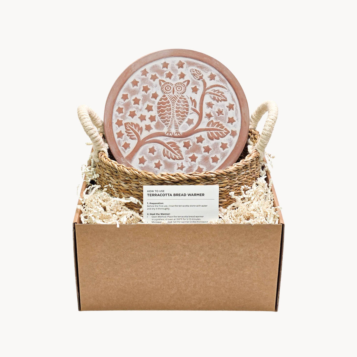 Handmade Owl Bread Warmer & Wicker Basket