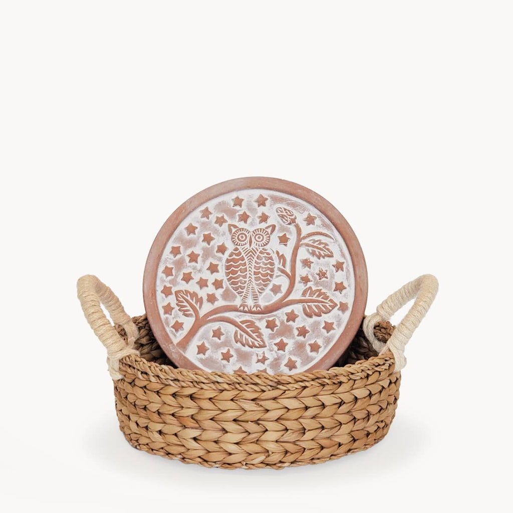 Handmade Owl Bread Warmer & Wicker Basket
