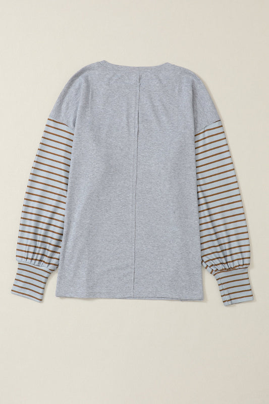 Stripe Colorblock Bishop Sleeve Top