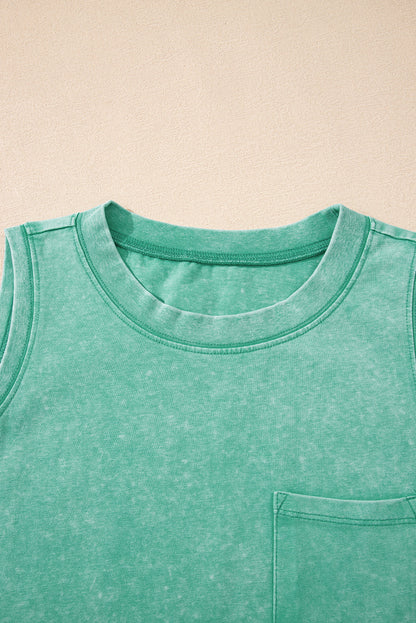 Mineral Wash Chest Pocket Tank Top