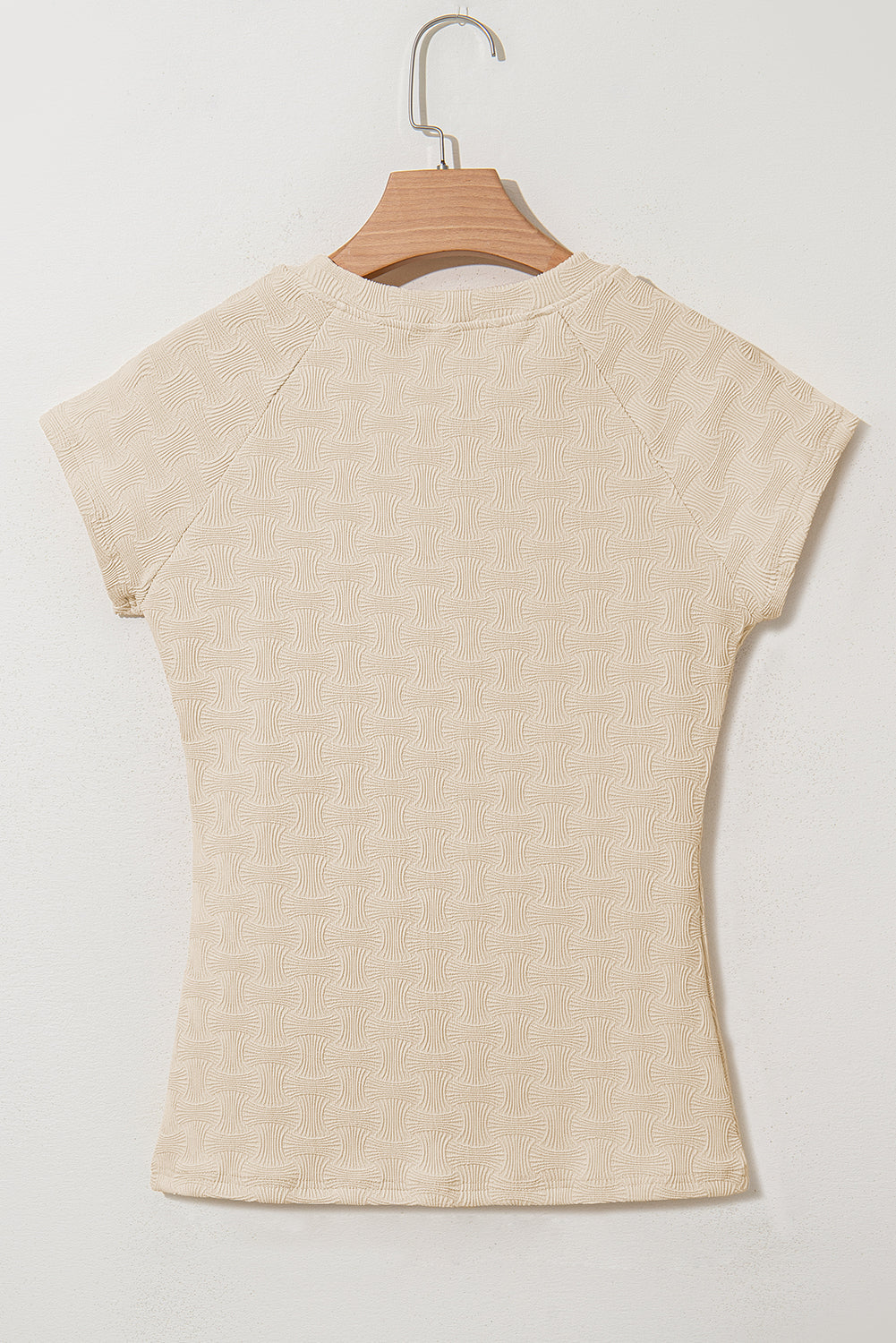 Textured Raglan Cap Sleeve T-Shirt