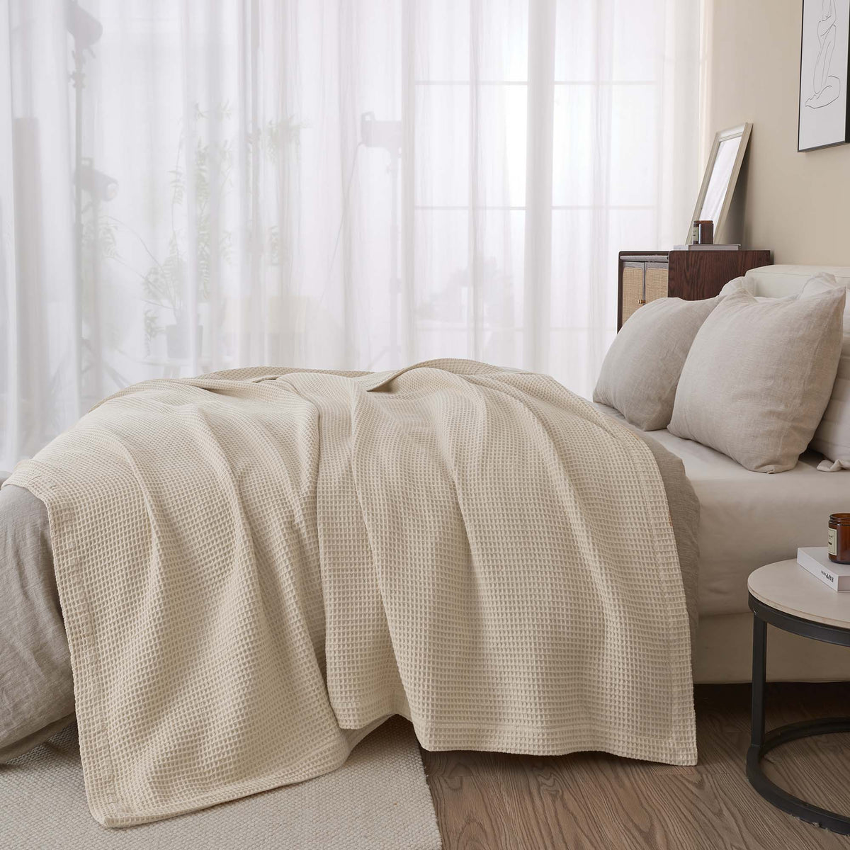 Mikala Cotton Waffle Weave Blanket