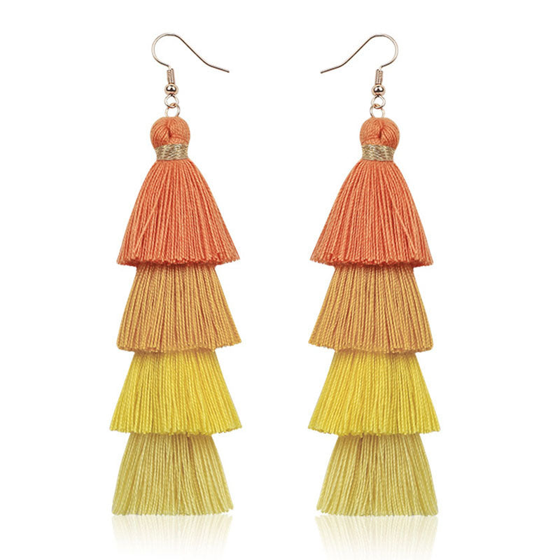Tiered Tassel Statement Earrings