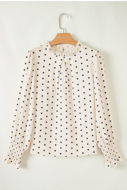 Polka Dot Frilled Collar Blouse