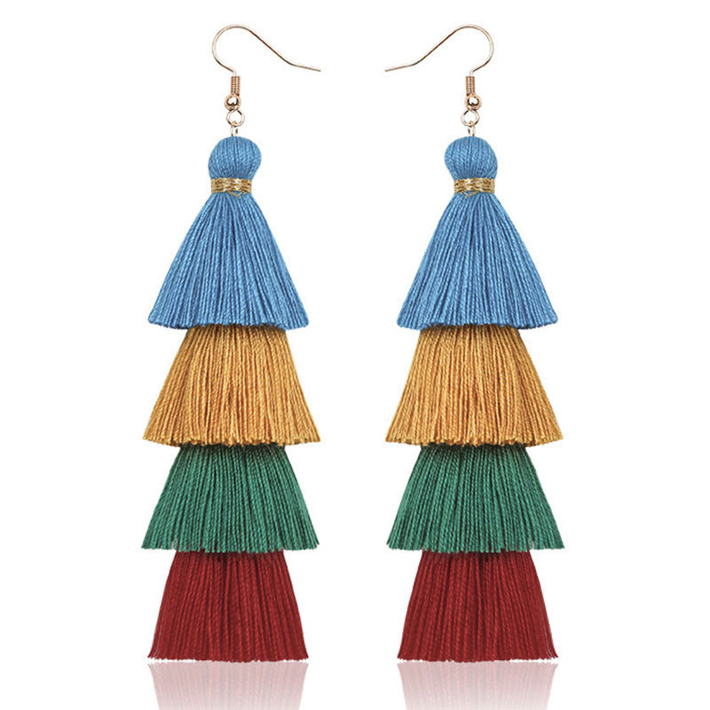 Tiered Tassel Statement Earrings