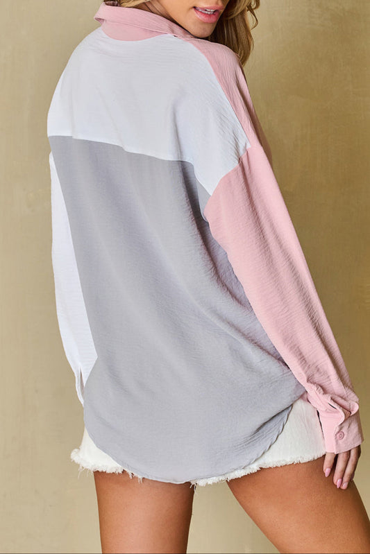 Colorblock Patch Pocket Buttoned Shirt
