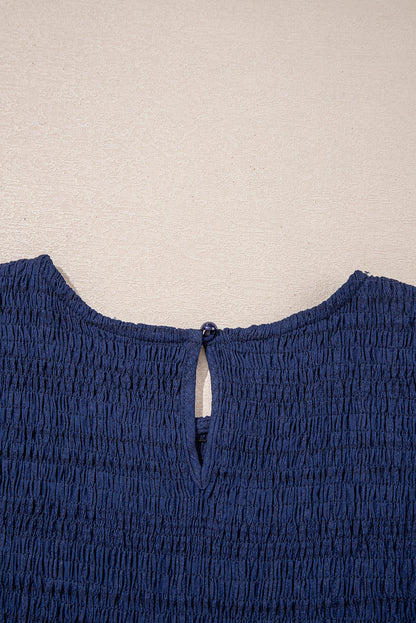 Smocked Short Sleeve Midi Dress
