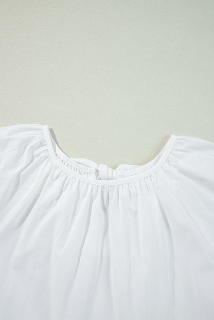 Bow Cutout Back 3/4 Sleeve Blouse