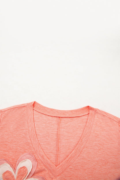 Floral Patchwork V-Neck T-Shirt