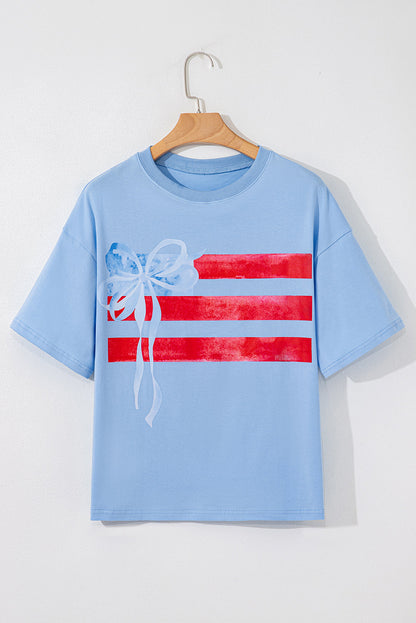 Flag Bow Crewneck Graphic Tee