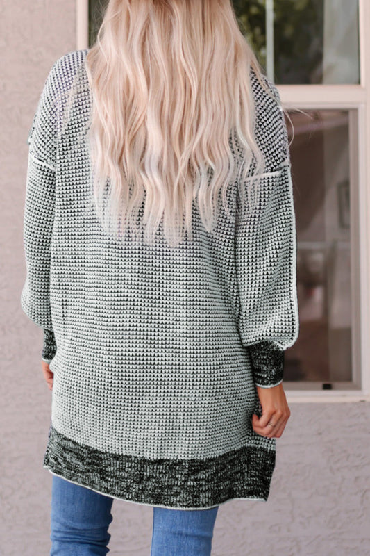 Plaid Open Front Long Cardigan