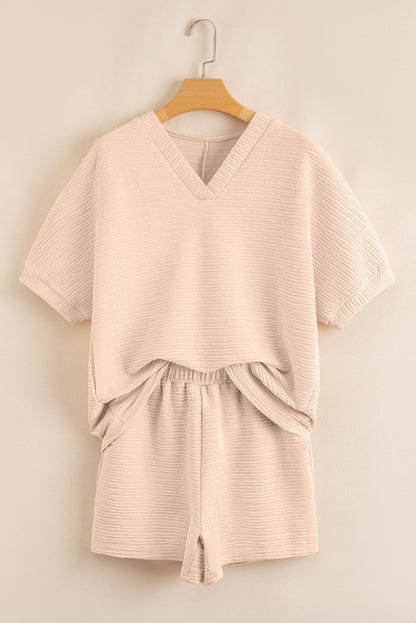 Textured T-Shirt and Shorts Set