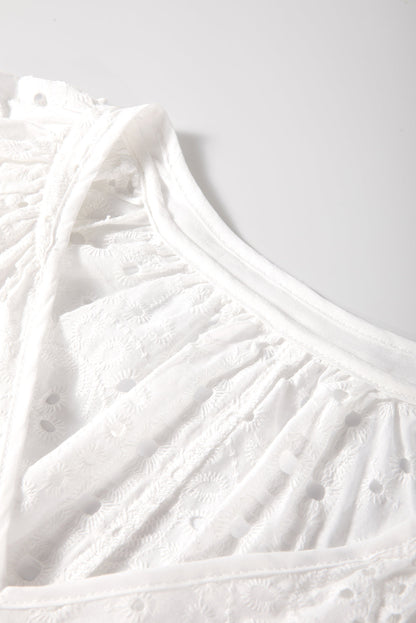 Eyelet Embroidered Puff Sleeve Blouse