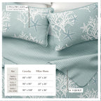 Reversible Coral Coastal Quilt Set