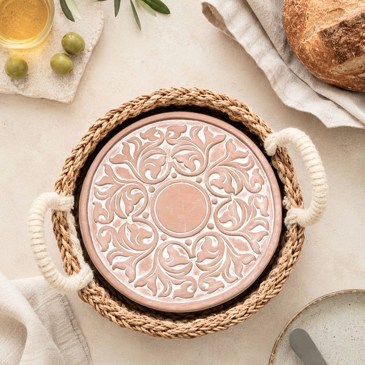Vine Handmade Bread Warmer & Wicker Basket