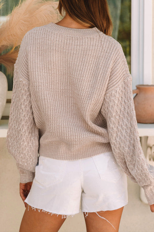 Cable Knit Drop Shoulder Sweater