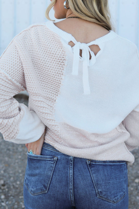 Colorblock Tied Keyhole Sweater
