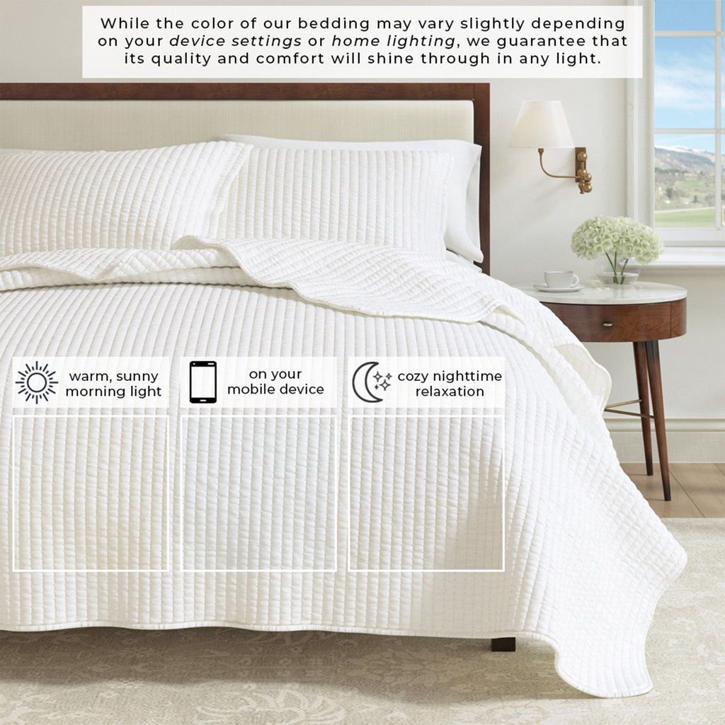 Alicia Solid Channel Stitch Quilt Set