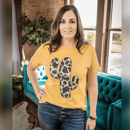 Cow Print Cactus Graphic Tee