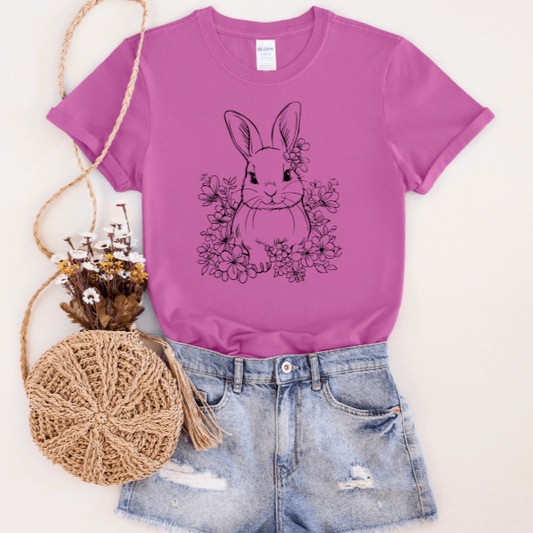 Spring Outline Bunny Graphic Tee