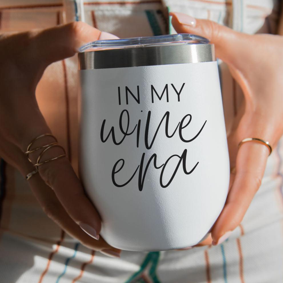 White stainless steel wine tumblers with lid and funny sayings