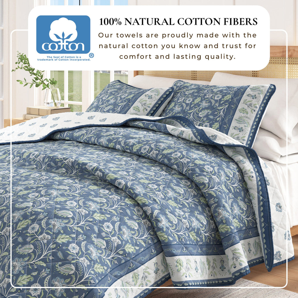 Indira Floral Boho Printed Cotton Quilt Set