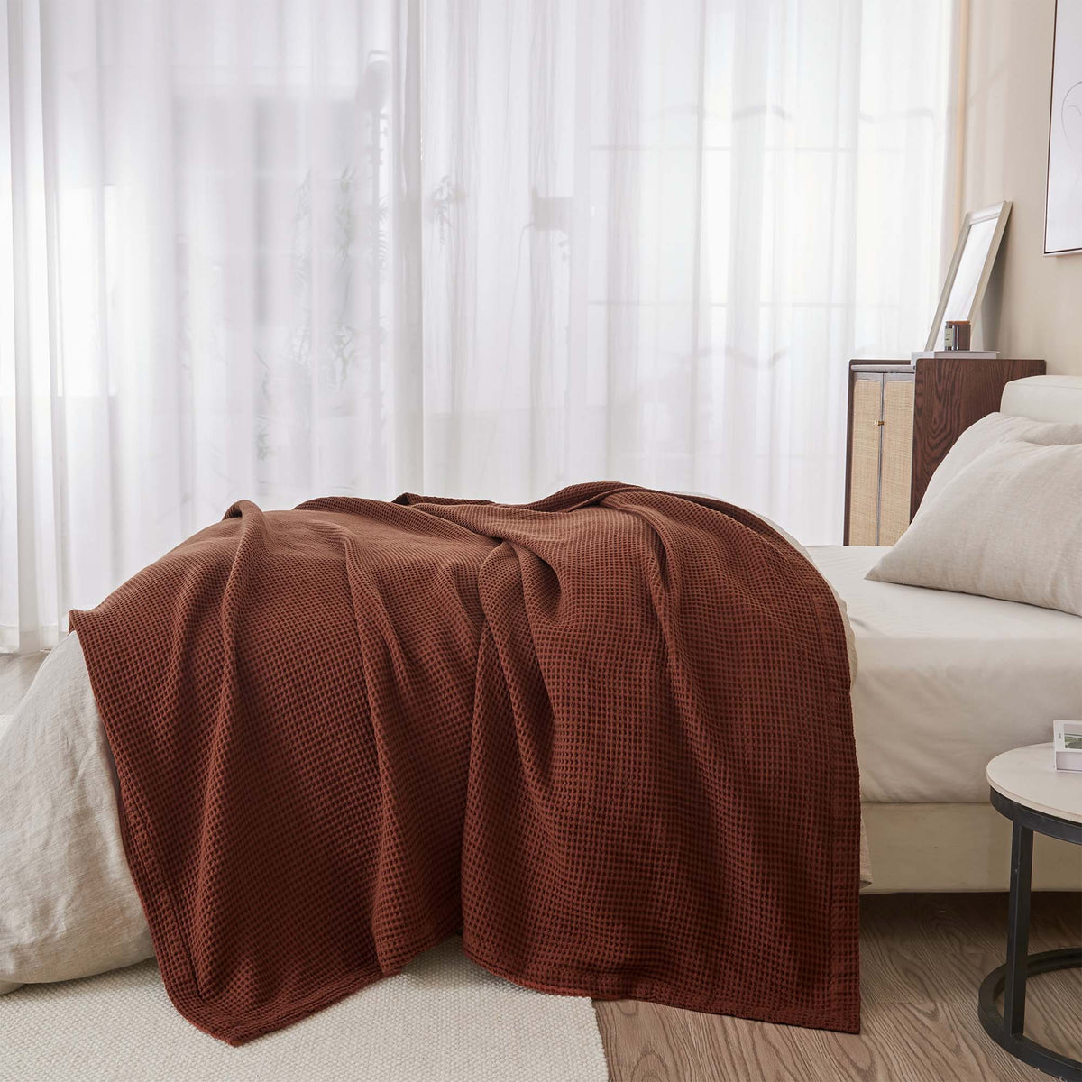 Mikala Cotton Waffle Weave Blanket