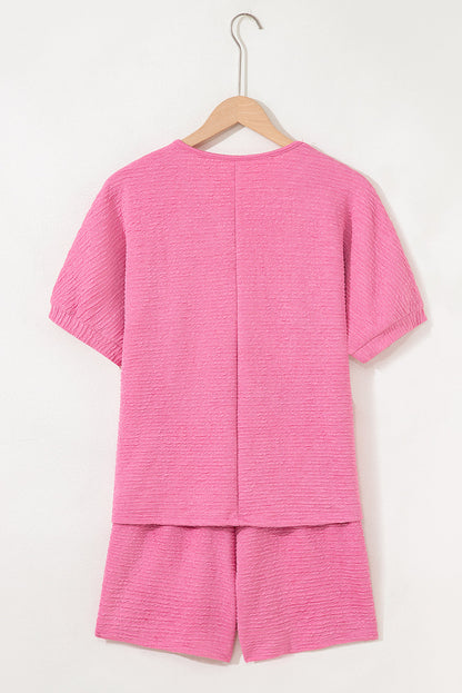 Textured T-Shirt and Shorts Set