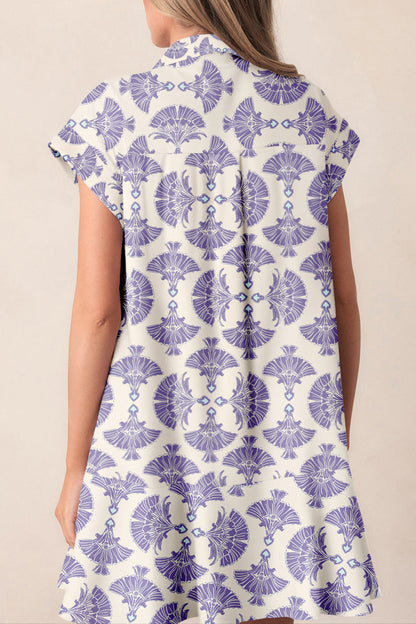 Boho Half Button Collared Mini Dress