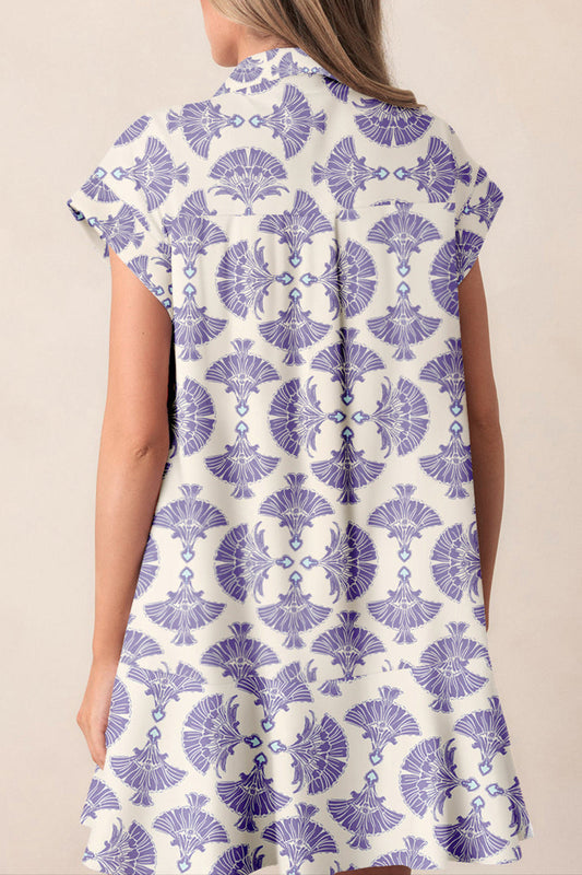 Boho Half Button Collared Mini Dress