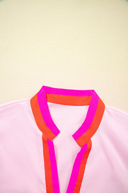 Stripe V-Neck Puff Sleeve Blouse