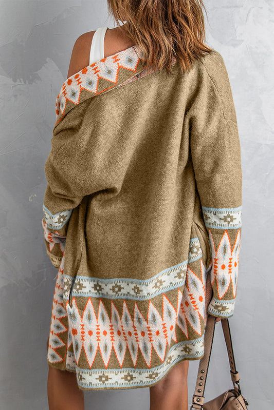 Aztec Geometric Open Front Cardigan