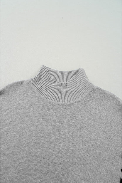 Leopard Colorblock Mock Neck Sweater