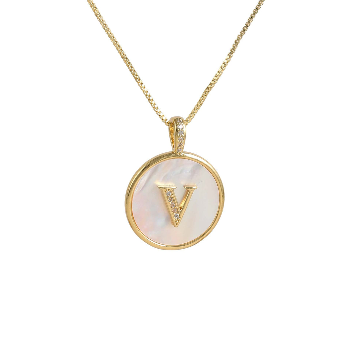 Gold Shell Initial Pendant Necklace