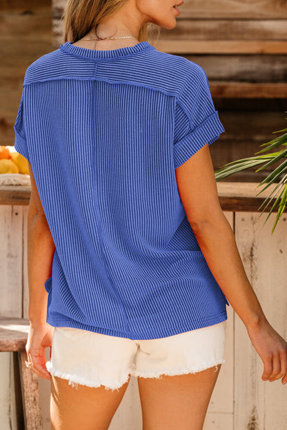 Corded Knit Reverse Seam T-Shirt