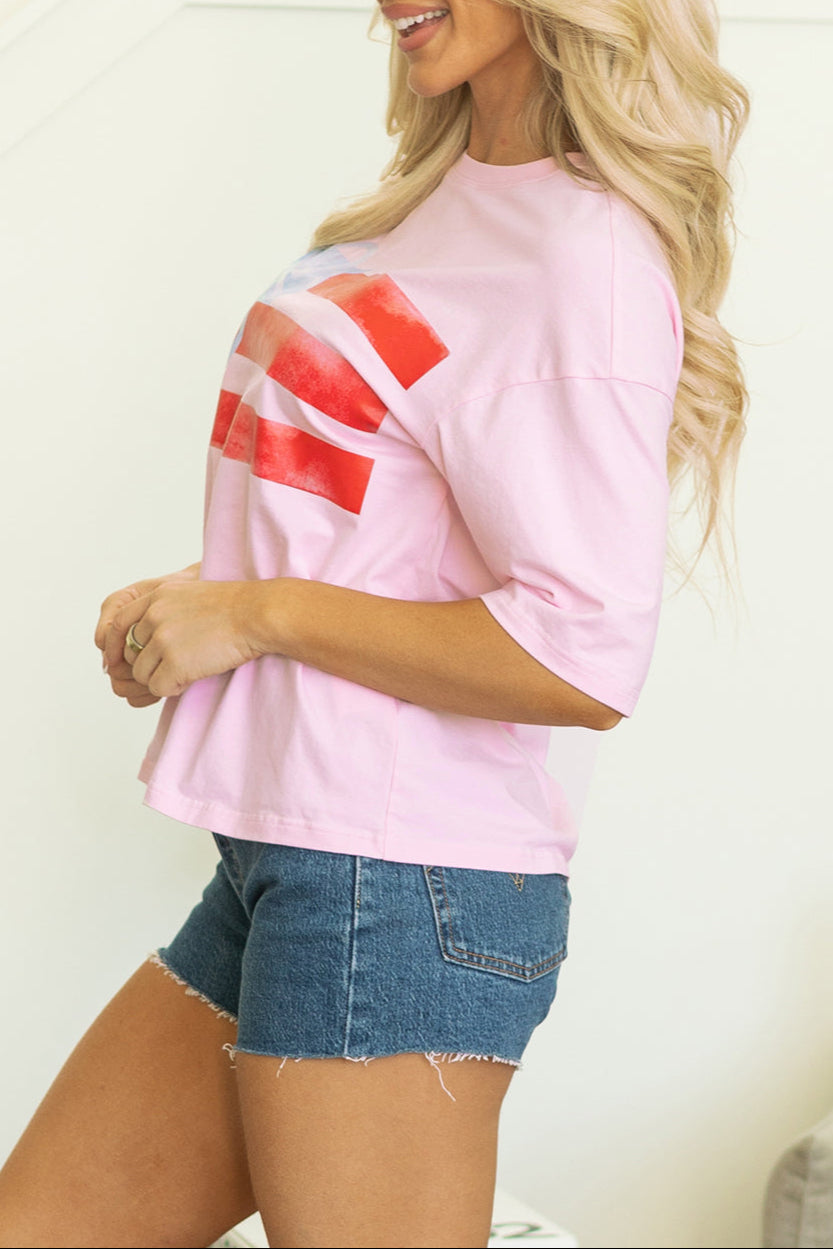 Flag Bow Crewneck Graphic Tee