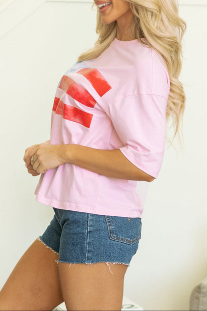 Flag Bow Crewneck Graphic Tee