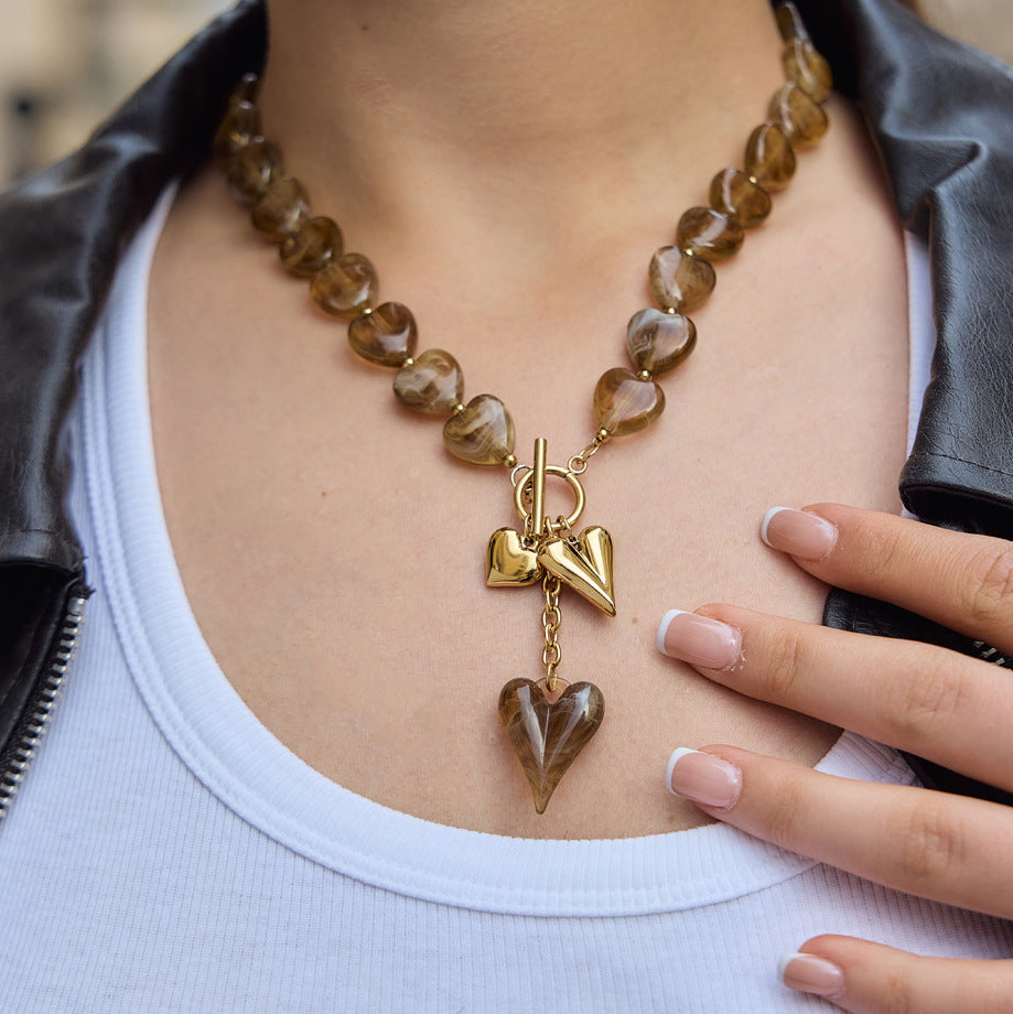 Heart Charm Toggle Necklace